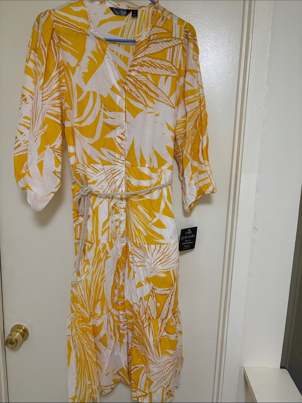 Mlle Gabrielle Yellow and White Tropical Maxi Dress